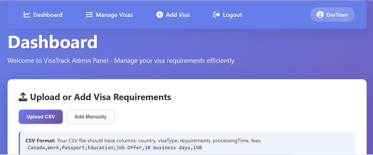 VisaTrack Admin Dashboard